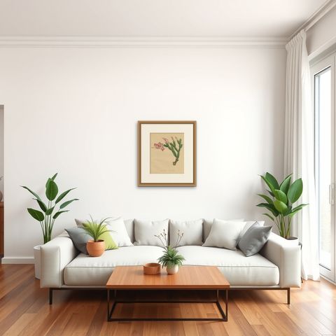 Botanical Beauty: Schlumbergera, The Christmas Cactus, circa 1832, shown framed in a room, true to size