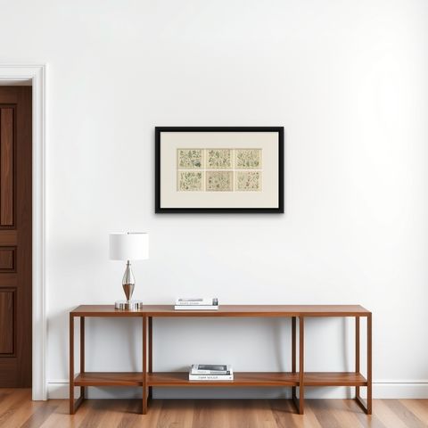 Antique Botanical Prints Set, German Wildflowers Atlas Plates, Stuttgart 1885, shown framed on a wall, true to size