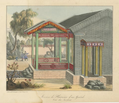 Antique Print of a Pleasure House next to the Gardens, view 3