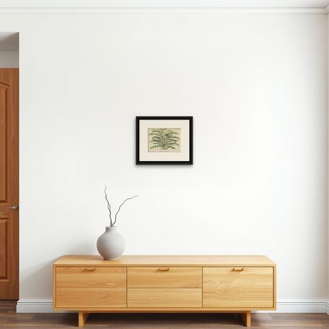 Original Antique Print of a Delarbrea Plant, 1878, shown framed on a wall, true to size