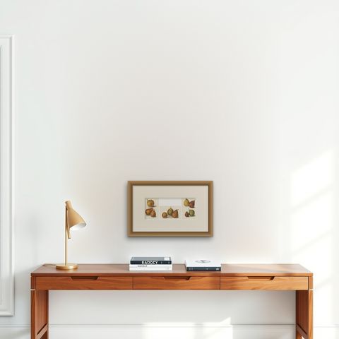 Set of 3 Vintage Fruit Prints of Pear Varieties, '1924', shown framed on a wall, true to size