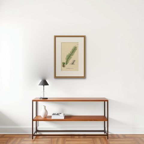 Beautiful, Artfully Crafted Lithograph of Ferns of Java 'Polypodium', 1829, shown framed on a wall, true to size