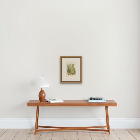 Noble Rhubarb Botanical Illustration by Louis van Houtte, 19th Century, shown framed on a wall, true to size