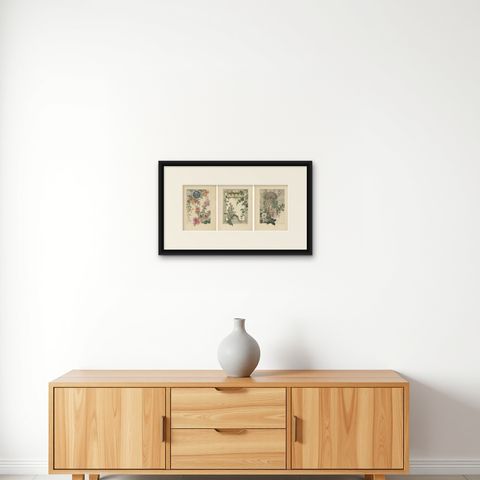 Floral Harmony in Decorative Design: The Art Nouveau Aesthetic of Lambert, 1896, shown framed on a wall, true to size