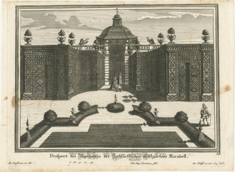 Pair of 17th-Century Garden Engravings, Mirabell Pavilion & Cascade, ca. 1670, view 2