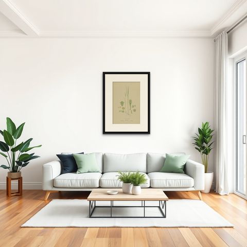 Antique Botany Print of the Slender Onion-Orchid & Common Onion Orchid, '1884', shown framed in a room, true to size