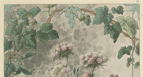 Floral Harmony in Art Nouveau: A Botanical Composition by Henry Lambert, 1896, close-up 3
