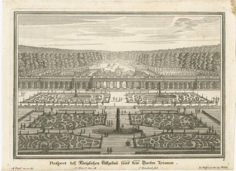 Pair of 18th-Century Garden Engravings, Hellbrunn & Trianon, Baroque Views, view 3