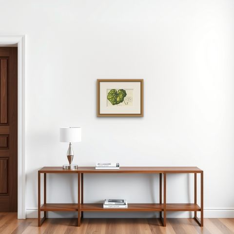Botanical Illustration of Farfugium grande Leaf, 1854-1855 Lithograph Print, shown framed on a wall, true to size