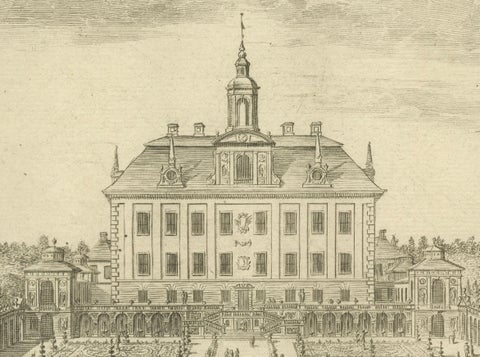The Ekolsund Castle and Gardens in Sweden in Swidde's 1695 Engraving, close-up 4