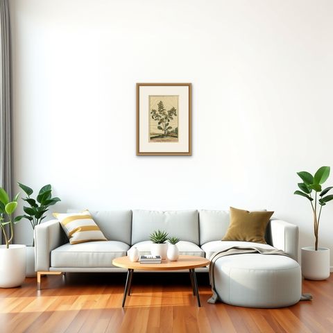 Botanical Illustration of Spanish Kidney Vetch, from Munting’s 1696 Herbal, shown framed in a room, true to size